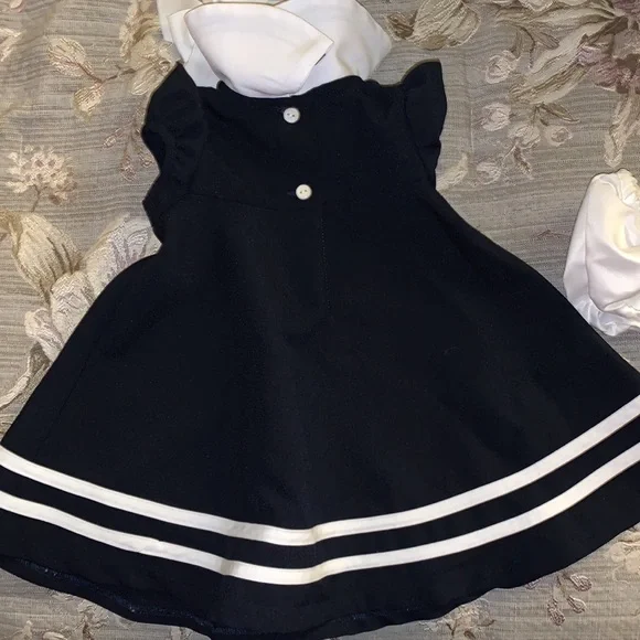 Baby girl sailor dress navy and white with bloomers - size 12 months - Picture 5 of 7